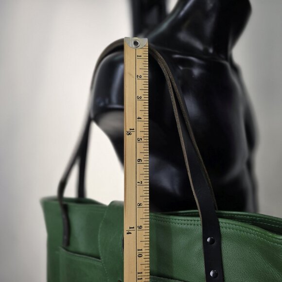 Handmade Grass Green Leather Tote Bag - Picture 5 of 16